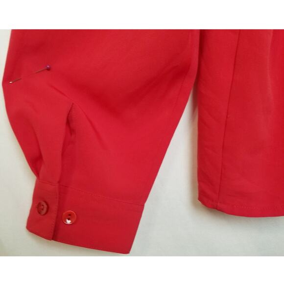 Essentials Worthington Red Long Sleeve Button Up Front Flap Pockets Top Size 18M - Picture 4 of 7